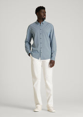 American Tall Online | Traveler Stretch Dress Shirt for Tall Men in Royal Navy Stripe