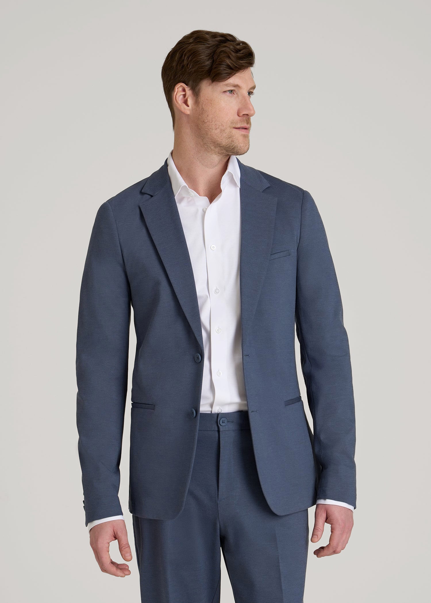 American Tall Sale | Flex Tech Suit Jacket for Tall Men in Medium Blue Nailhead