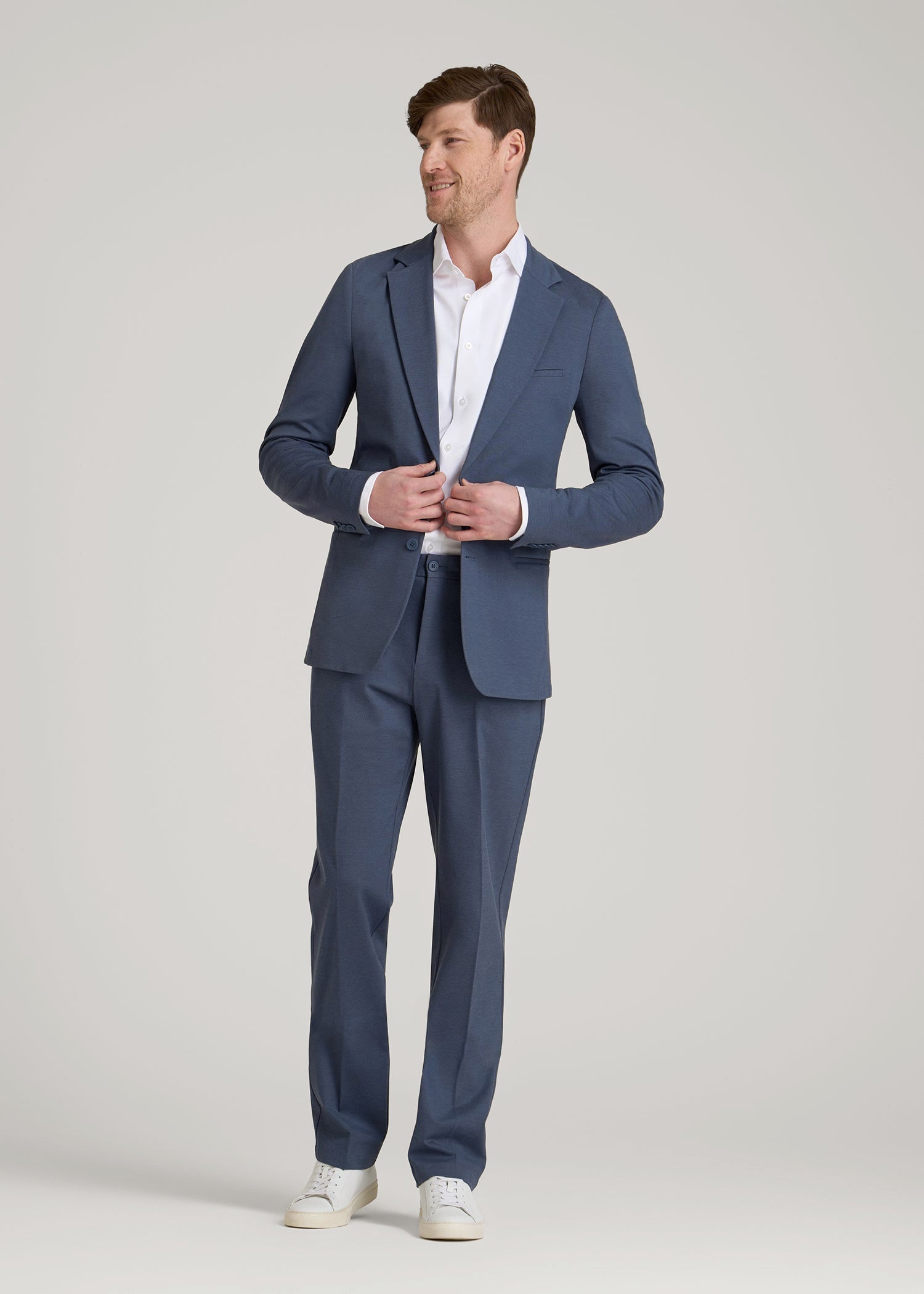 American Tall Sale | Flex Tech Suit Jacket for Tall Men in Medium Blue Nailhead