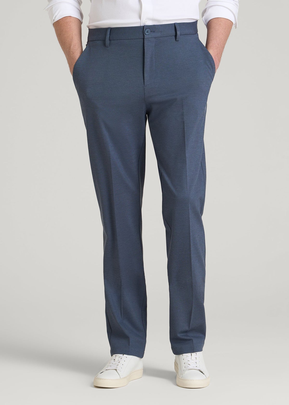 American Tall Outlet | Flex Tech Suit Pants for Tall Men in Medium Blue Nailhead