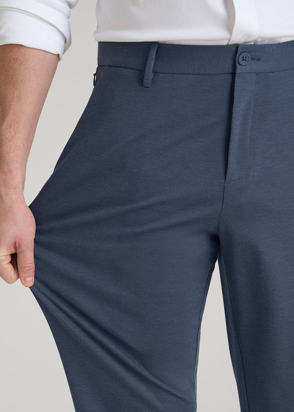 American Tall Outlet | Flex Tech Suit Pants for Tall Men in Medium Blue Nailhead
