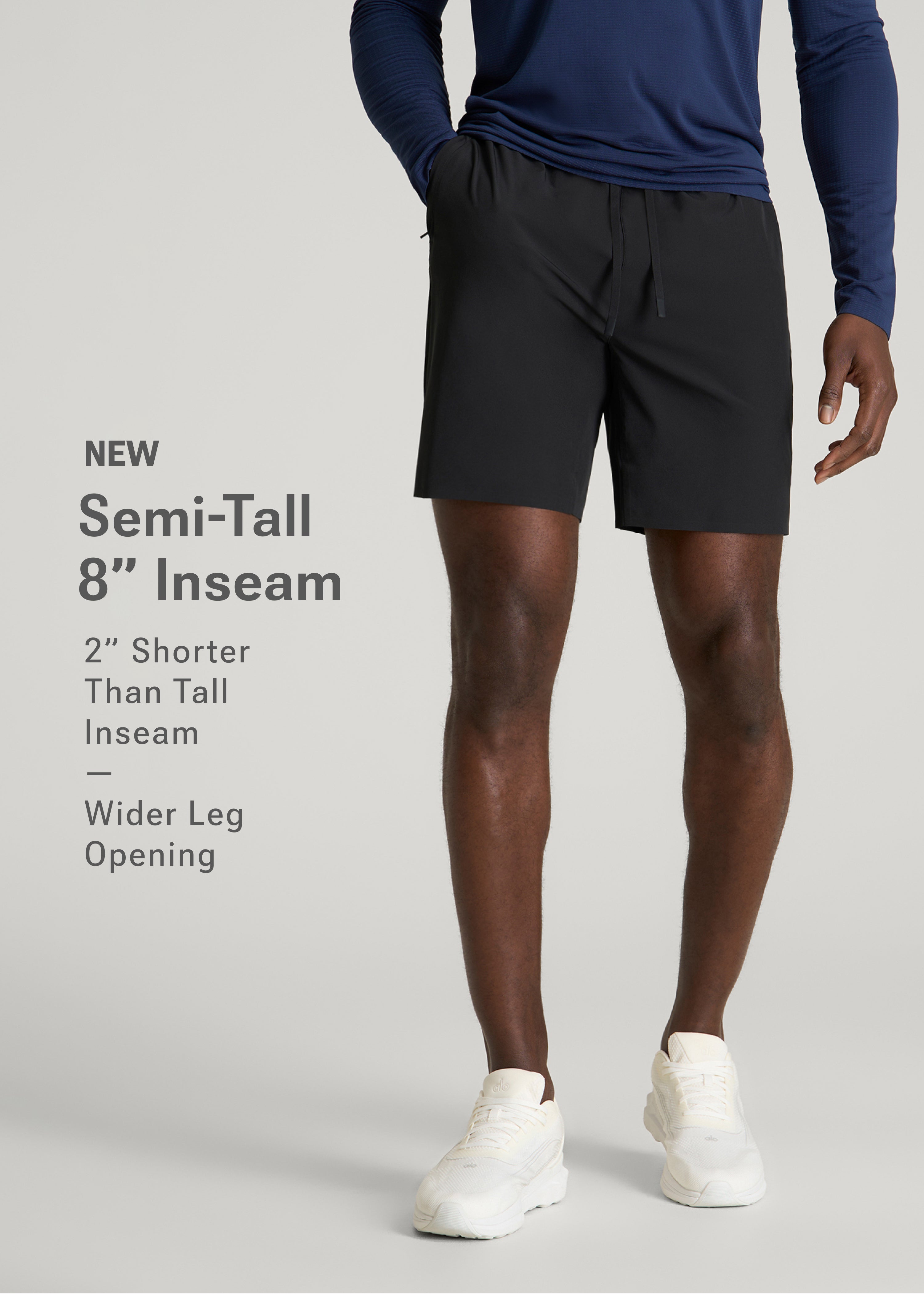 American Tall Discount | Featherweight Linerless Running Short for Tall Men in Black