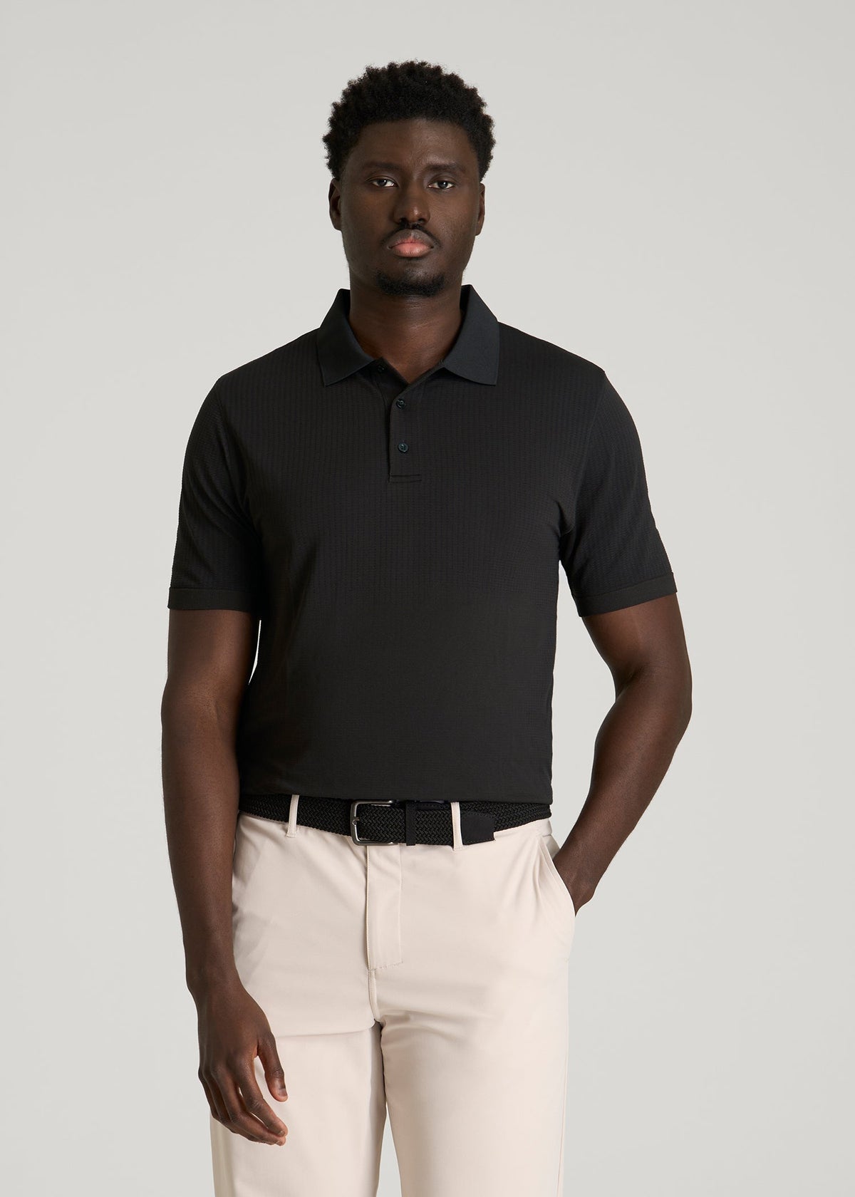 American Tall Sale | Performance Vented Golf Polo for Tall Men in Black
