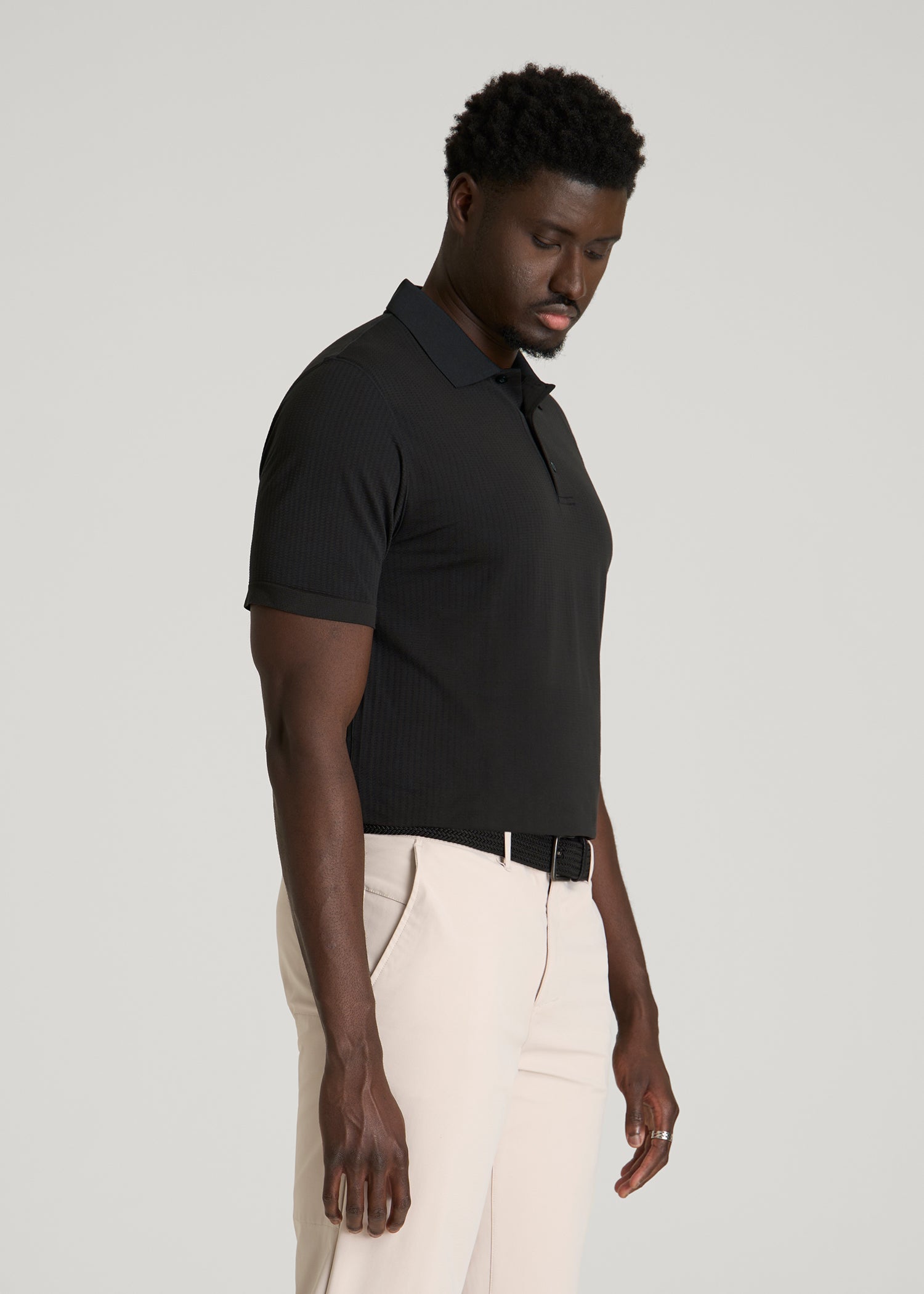 American Tall Sale | Performance Vented Golf Polo for Tall Men in Black