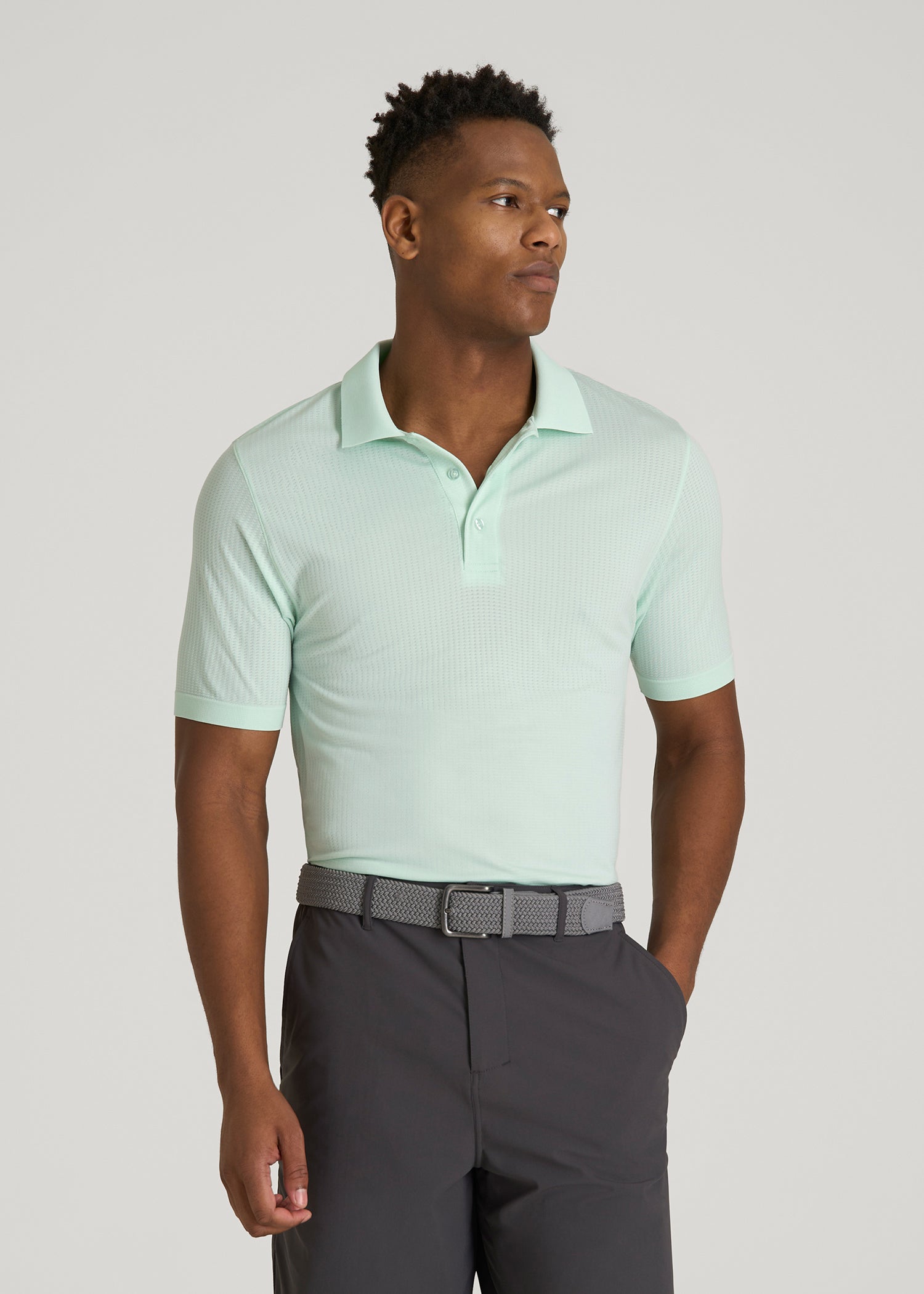 American Tall Online Shop | Performance Vented Golf Polo for Tall Men in Opal Blue