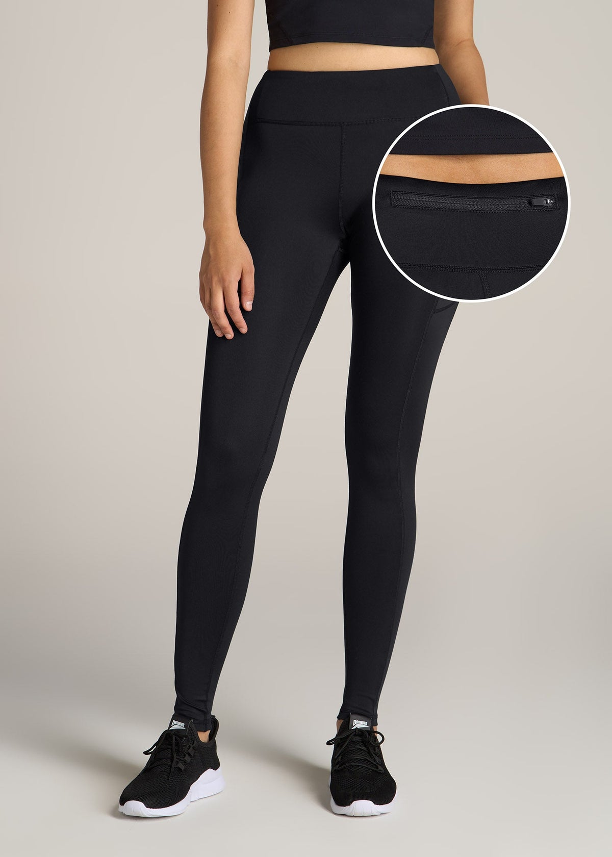 American Tall Outlet | Active Leggings with Pockets for Tall Women in Black