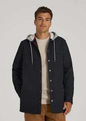 American Tall Discount | LJ&S Flannel-Lined Canvas Shirt Jacket for Tall Men in Black