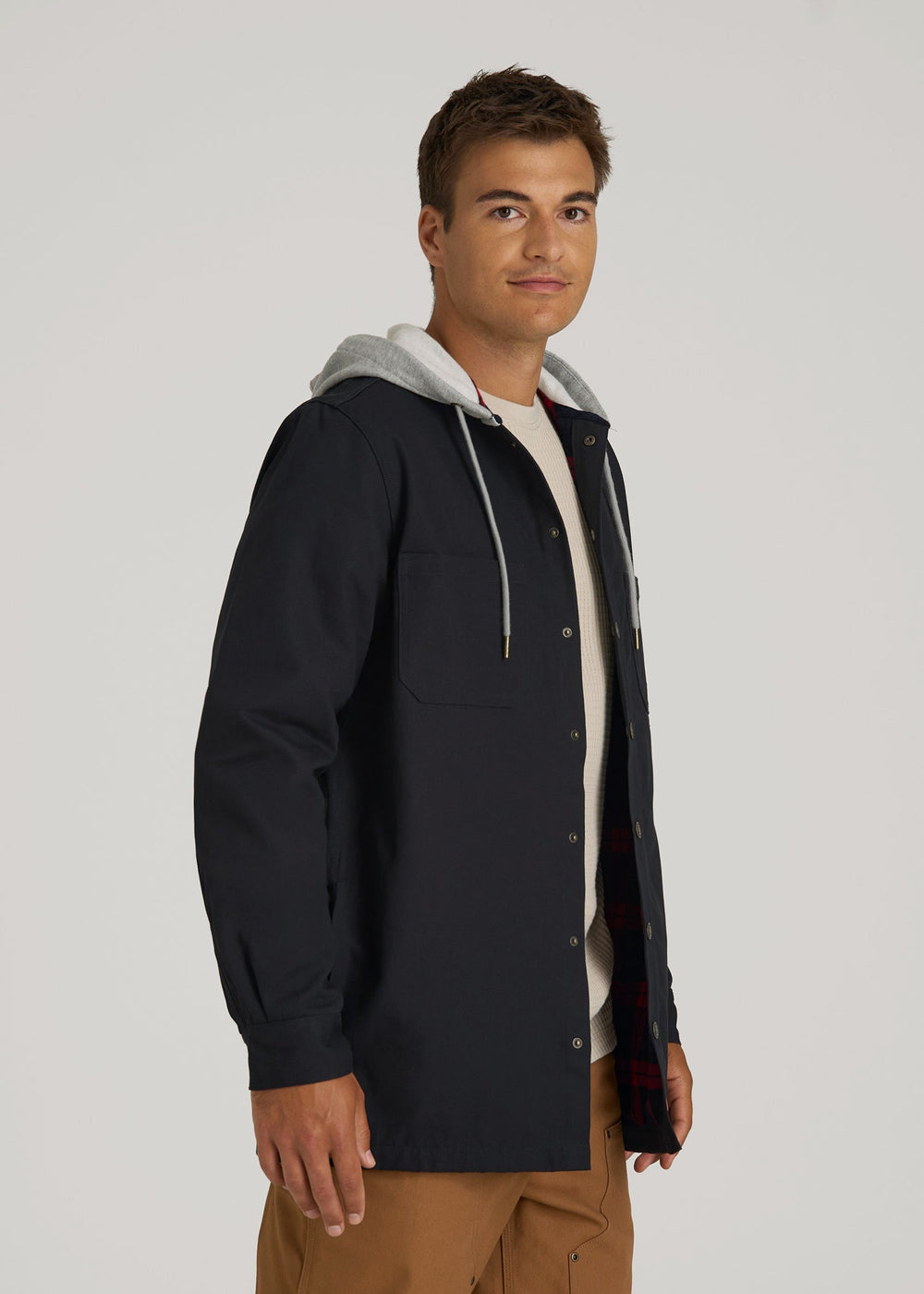American Tall Discount | LJ&S Flannel-Lined Canvas Shirt Jacket for Tall Men in Black