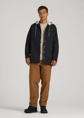 American Tall Discount | LJ&S Flannel-Lined Canvas Shirt Jacket for Tall Men in Black