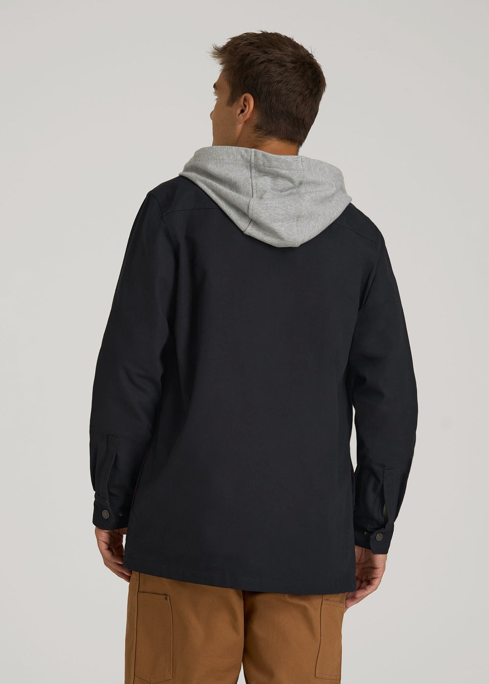American Tall Discount | LJ&S Flannel-Lined Canvas Shirt Jacket for Tall Men in Black