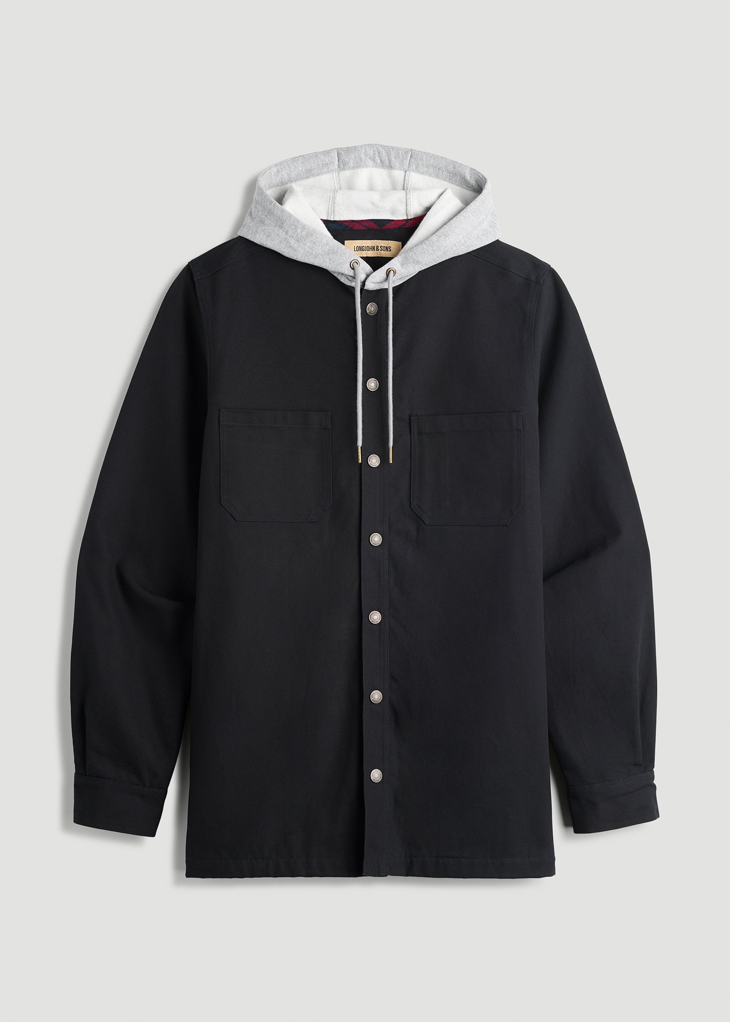 American Tall Discount | LJ&S Flannel-Lined Canvas Shirt Jacket for Tall Men in Black