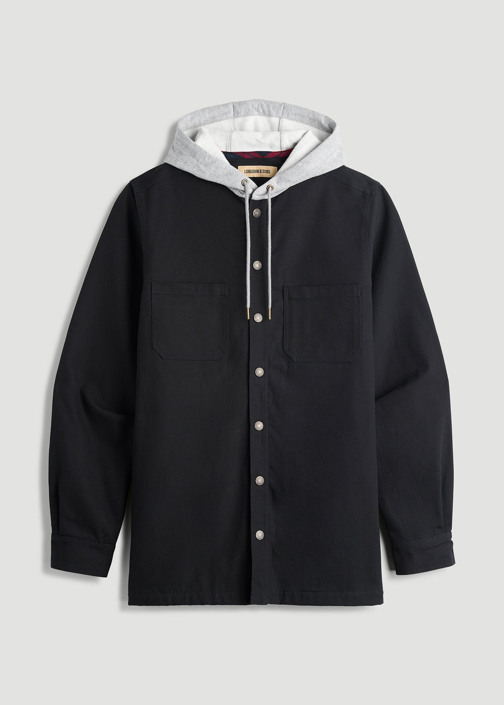 American Tall Discount | LJ&S Flannel-Lined Canvas Shirt Jacket for Tall Men in Black