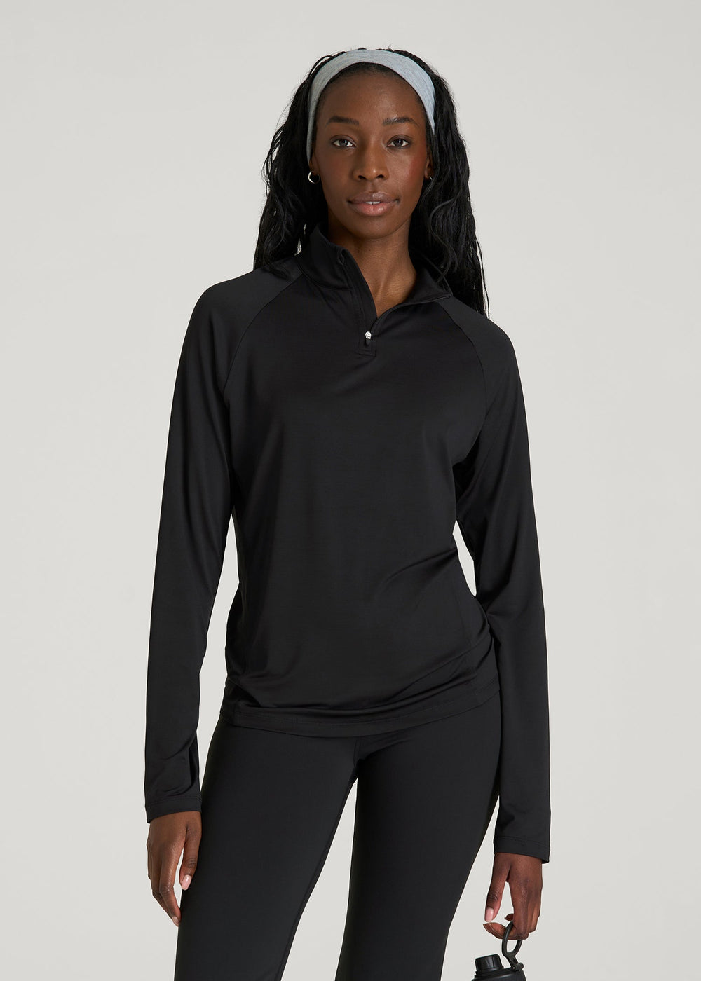 American Tall Online | Long Sleeve Quarter-Zip Pullover for Tall Women in Black