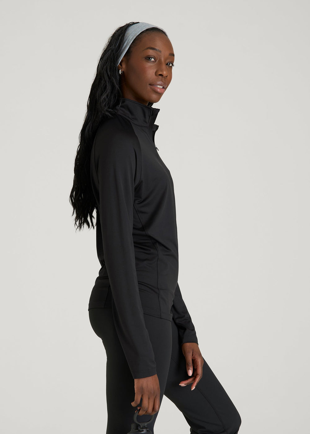 American Tall Online | Long Sleeve Quarter-Zip Pullover for Tall Women in Black