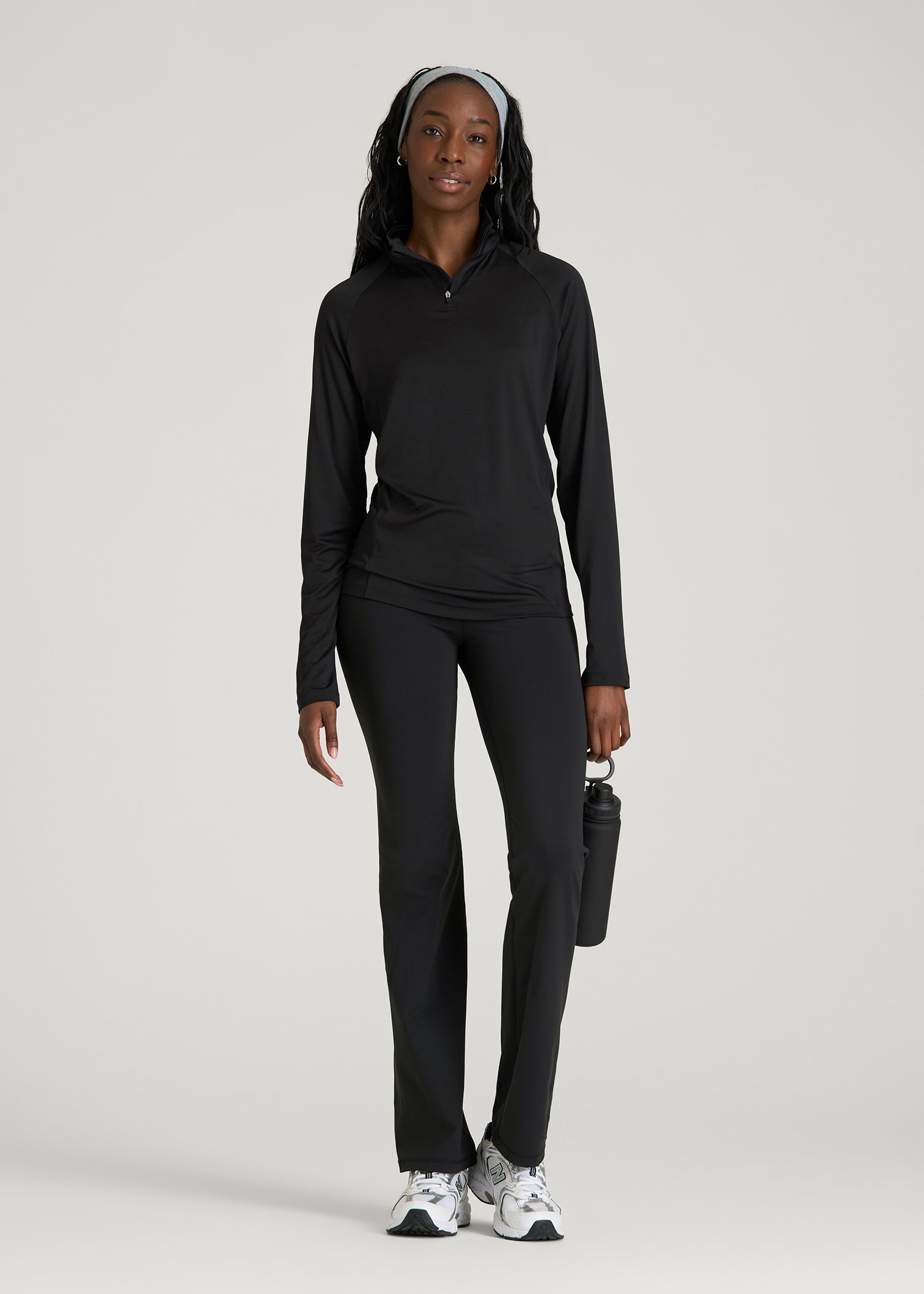 American Tall Online | Long Sleeve Quarter-Zip Pullover for Tall Women in Black