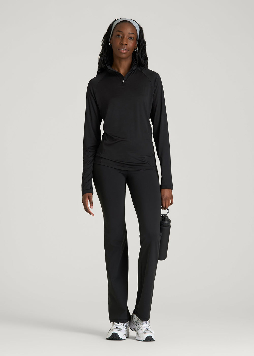 American Tall Online | Long Sleeve Quarter-Zip Pullover for Tall Women in Black