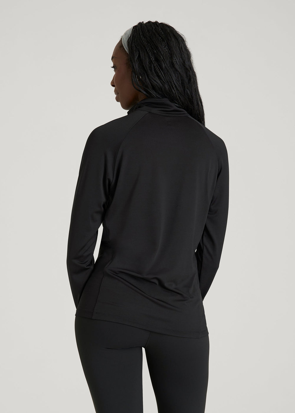 American Tall Online | Long Sleeve Quarter-Zip Pullover for Tall Women in Black