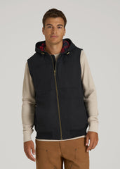 American Tall Discount | LJ&S Flannel-Lined Canvas Work Vest for Tall Men in Black