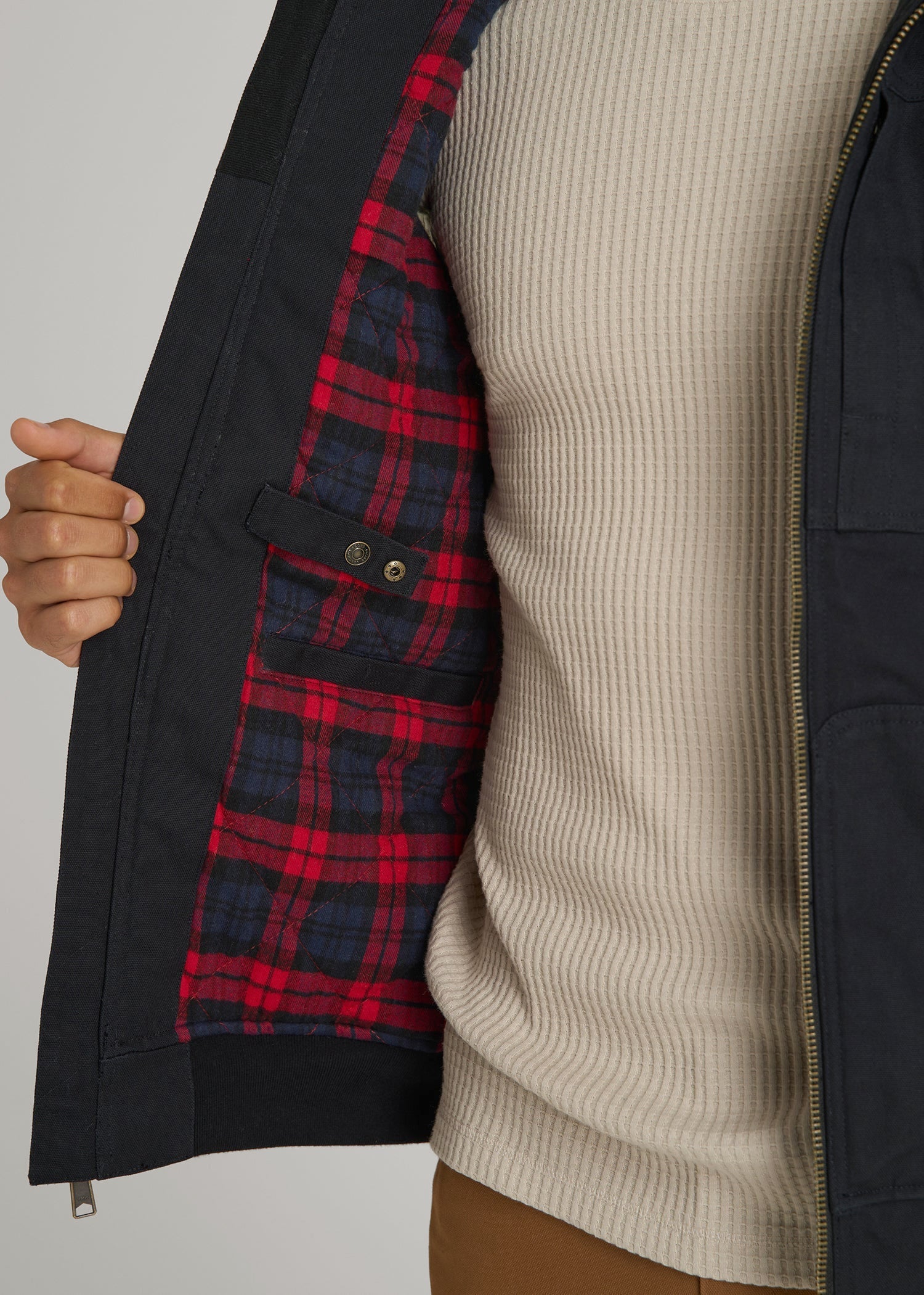 American Tall Discount | LJ&S Flannel-Lined Canvas Work Vest for Tall Men in Black