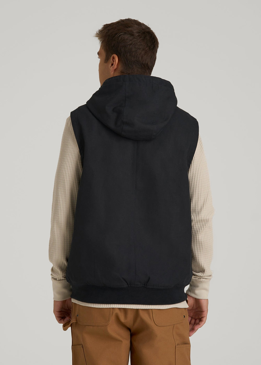 American Tall Discount | LJ&S Flannel-Lined Canvas Work Vest for Tall Men in Black