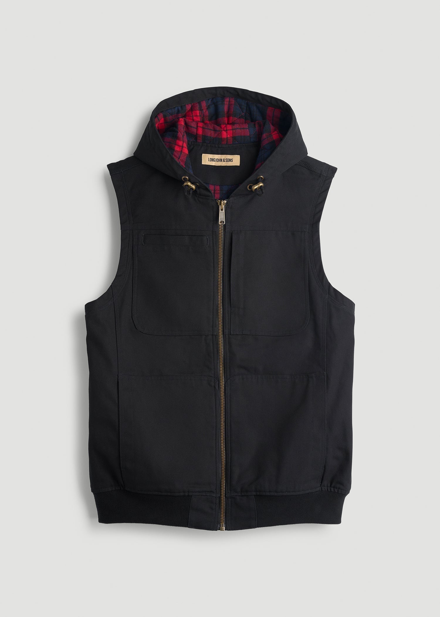 American Tall Discount | LJ&S Flannel-Lined Canvas Work Vest for Tall Men in Black