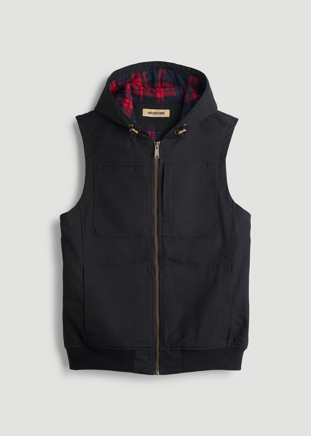 American Tall Discount | LJ&S Flannel-Lined Canvas Work Vest for Tall Men in Black