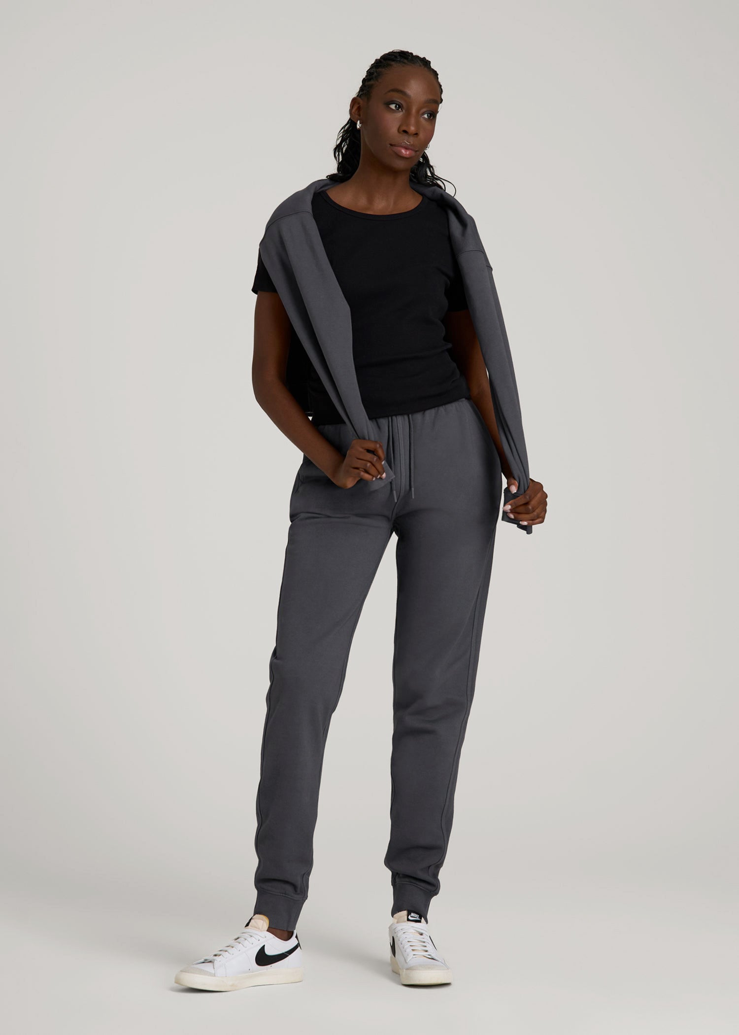 American Tall Online | Garment Dyed Joggers for Tall Women in Washed Charcoal Rinse