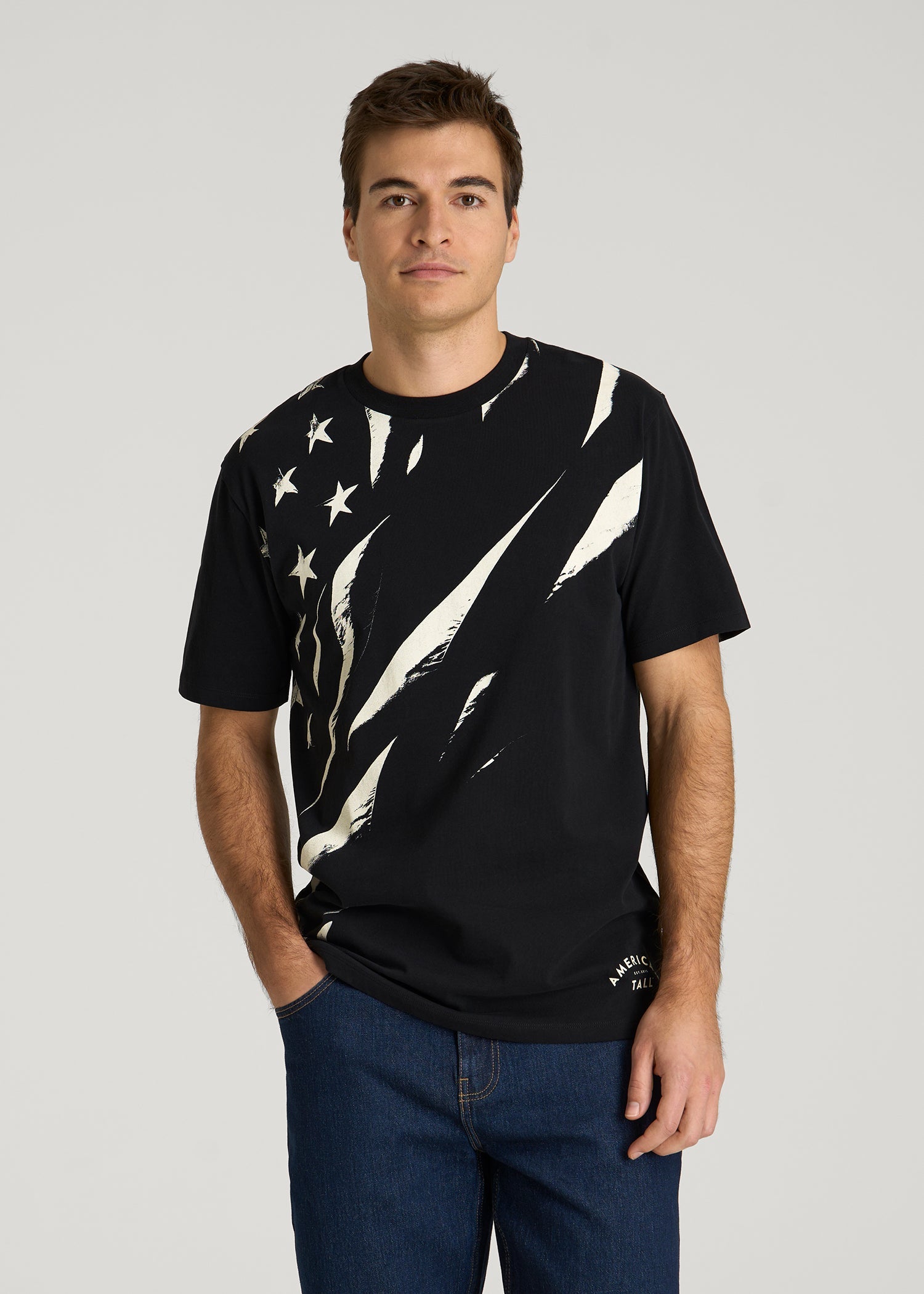 American Tall For Sale | Monochrome Flag Graphic Tee for Tall Men in Black