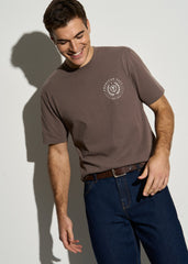 American Tall Online Shop | Crest Graphic Tee for Tall Men in Brown
