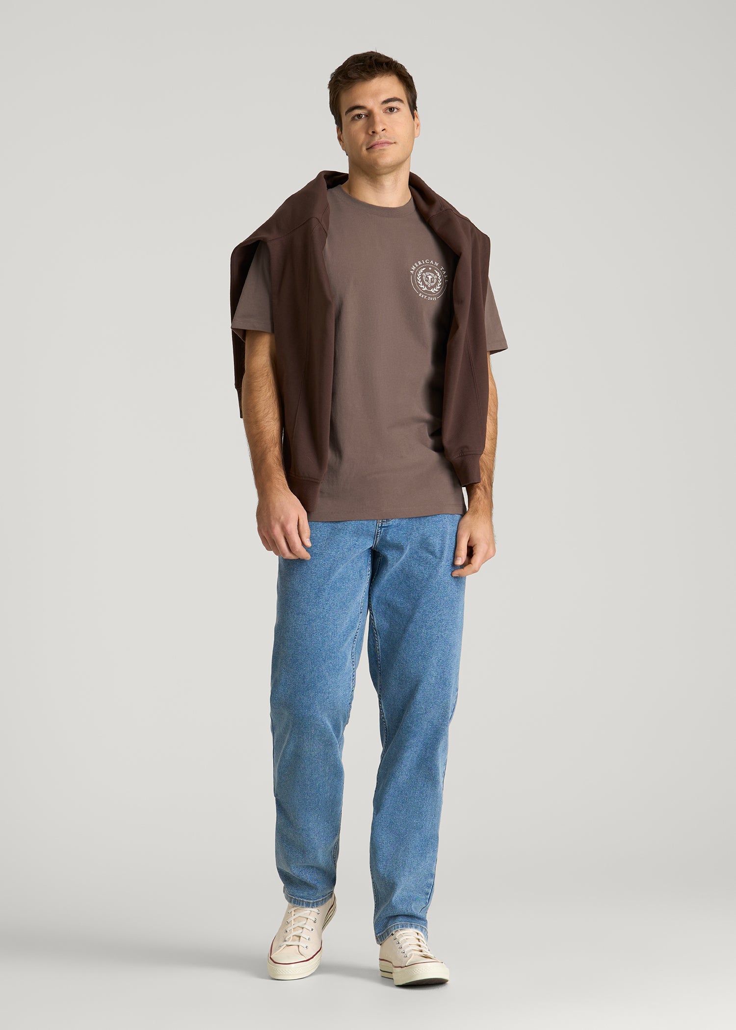 American Tall Online Shop | Crest Graphic Tee for Tall Men in Brown