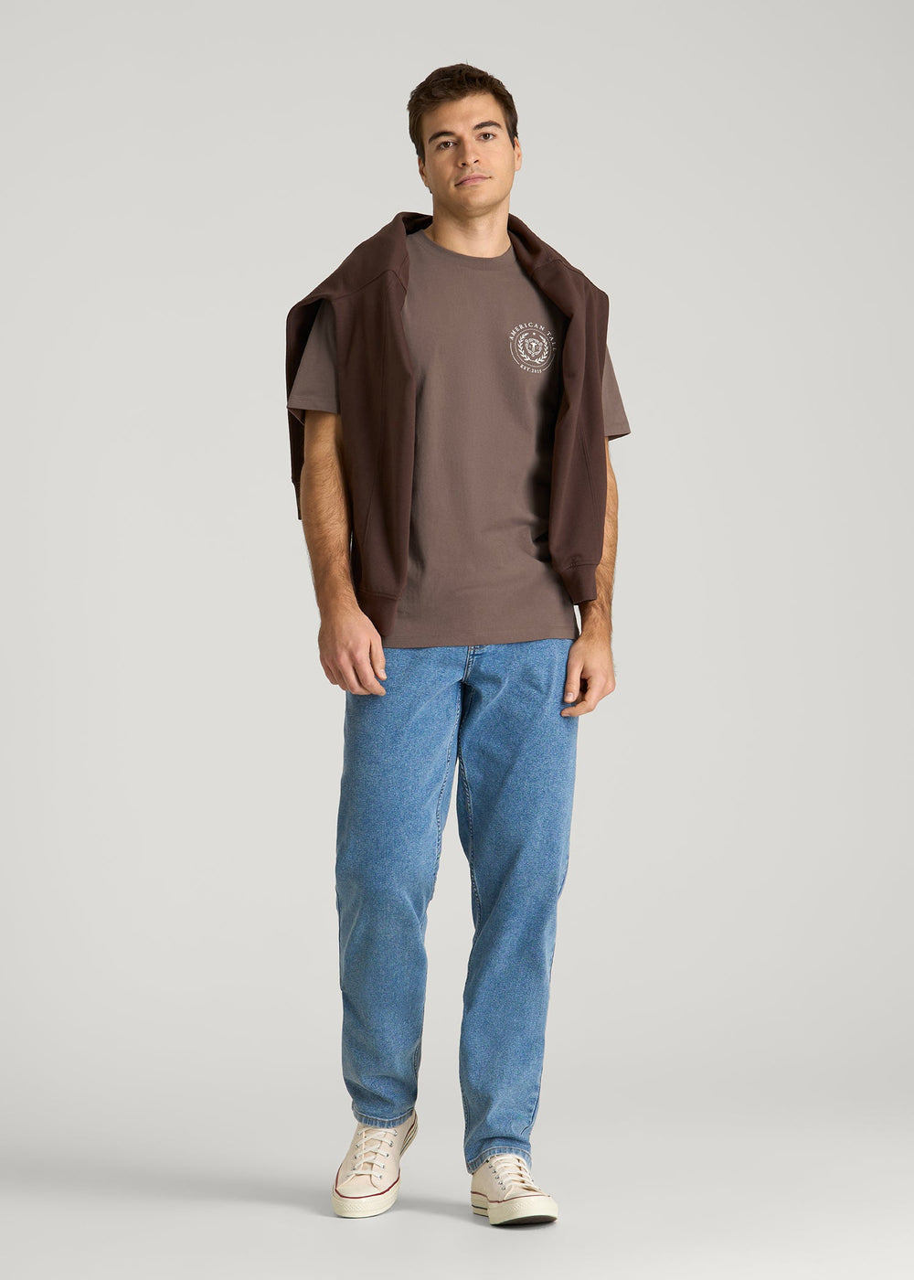 American Tall Online Shop | Crest Graphic Tee for Tall Men in Brown