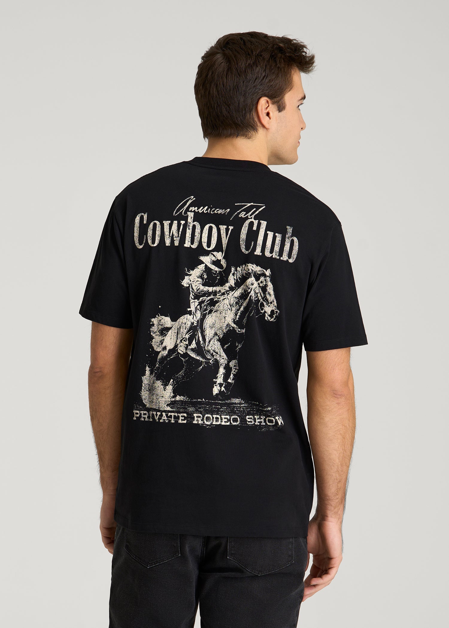 American Tall Discount | Rodeo Graphic Tee for Tall Men in Black