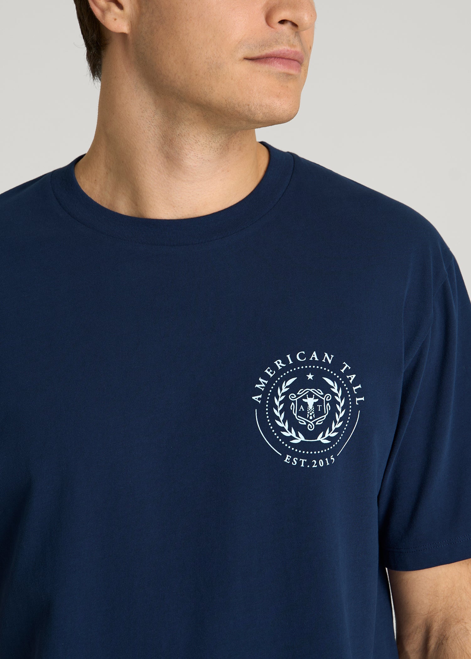 American Tall Online | Crest Graphic Tee for Tall Men in Blue