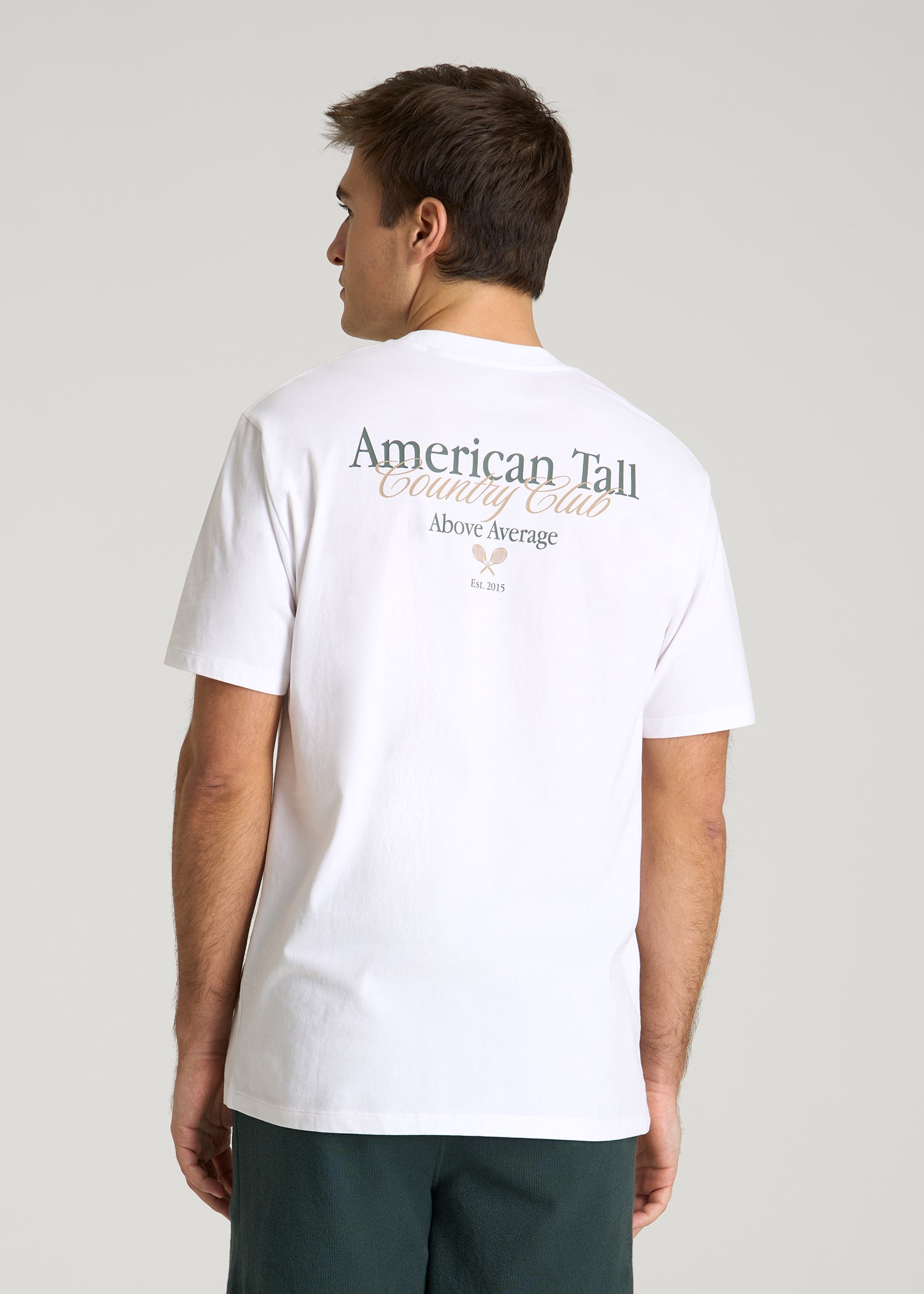 American Tall Outlet | Country Club Graphic Tee for Tall Men in White
