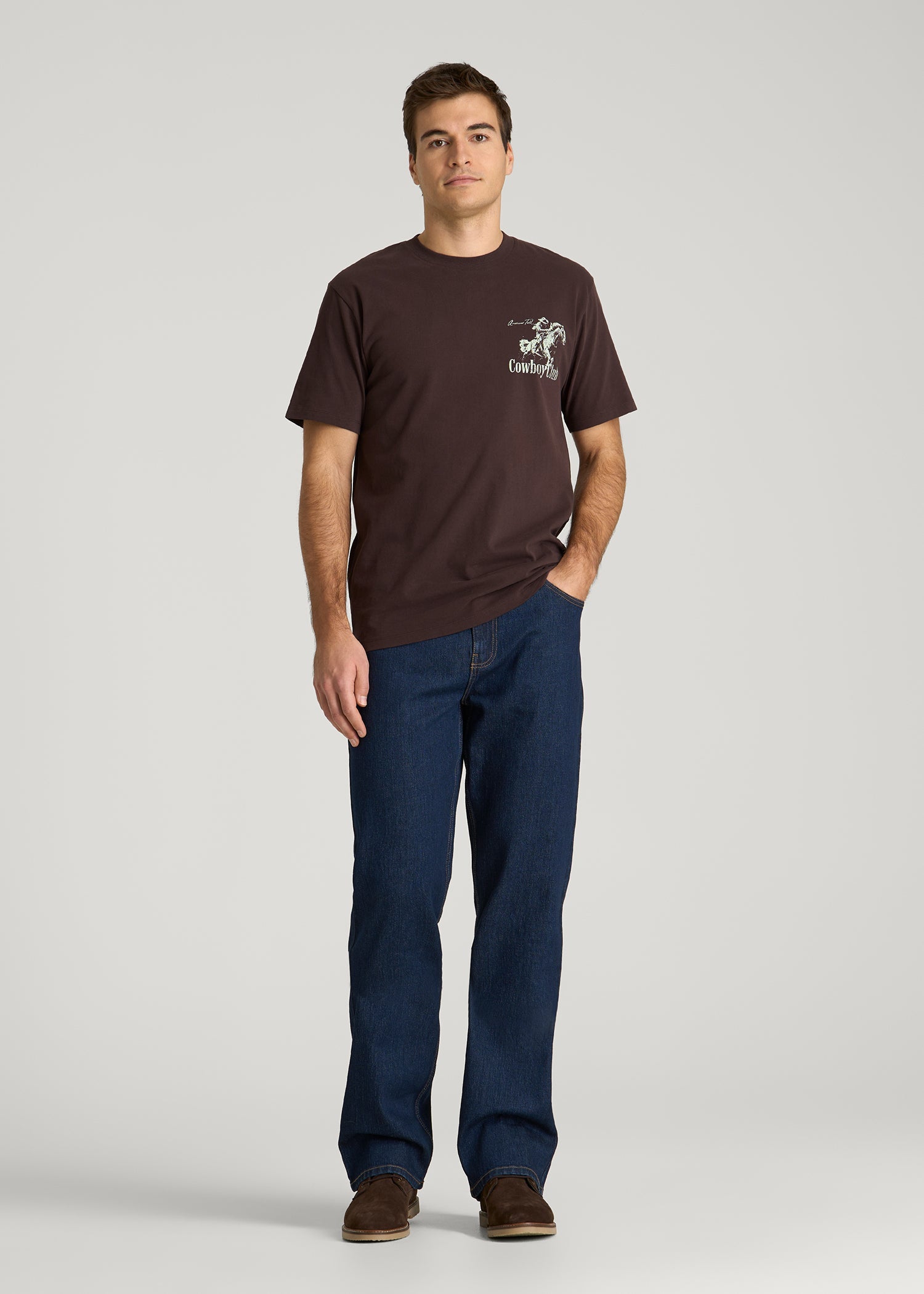 American Tall For Sale | Rodeo Graphic Tee for Tall Men in Brown