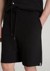 American Tall Discount | Terry Cotton Pull-On Shorts for Tall Men in Black