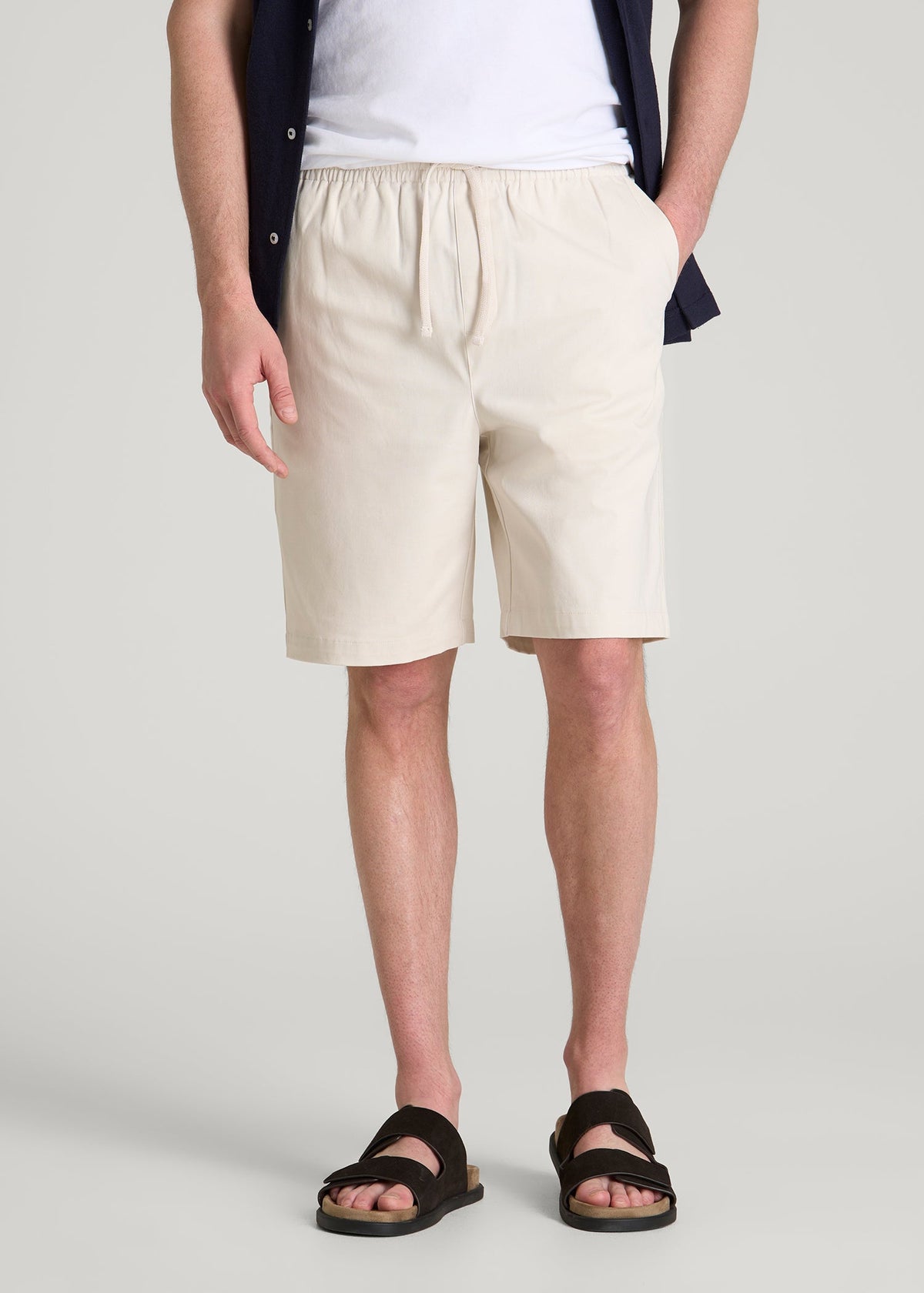 American Tall Sale | Stretch Commuter Pull-on Short for Tall Men in White Sand