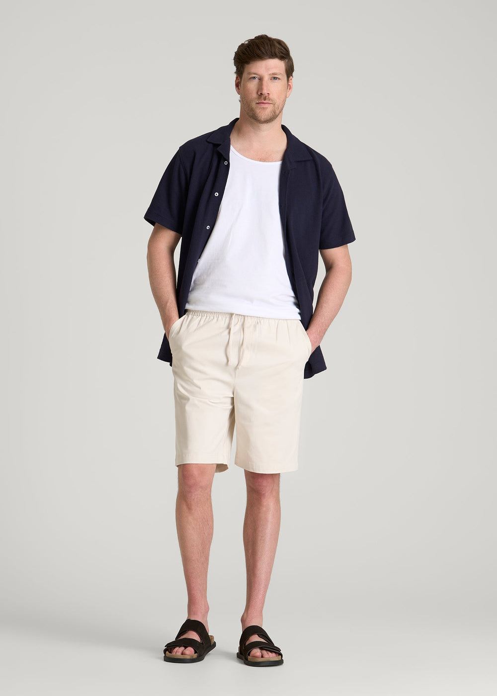 American Tall Sale | Stretch Commuter Pull-on Short for Tall Men in White Sand
