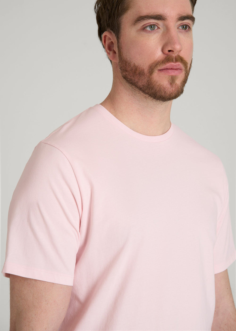 American Tall Outlet | Core Cotton Crewneck Tee for Tall Men in Barely Pink