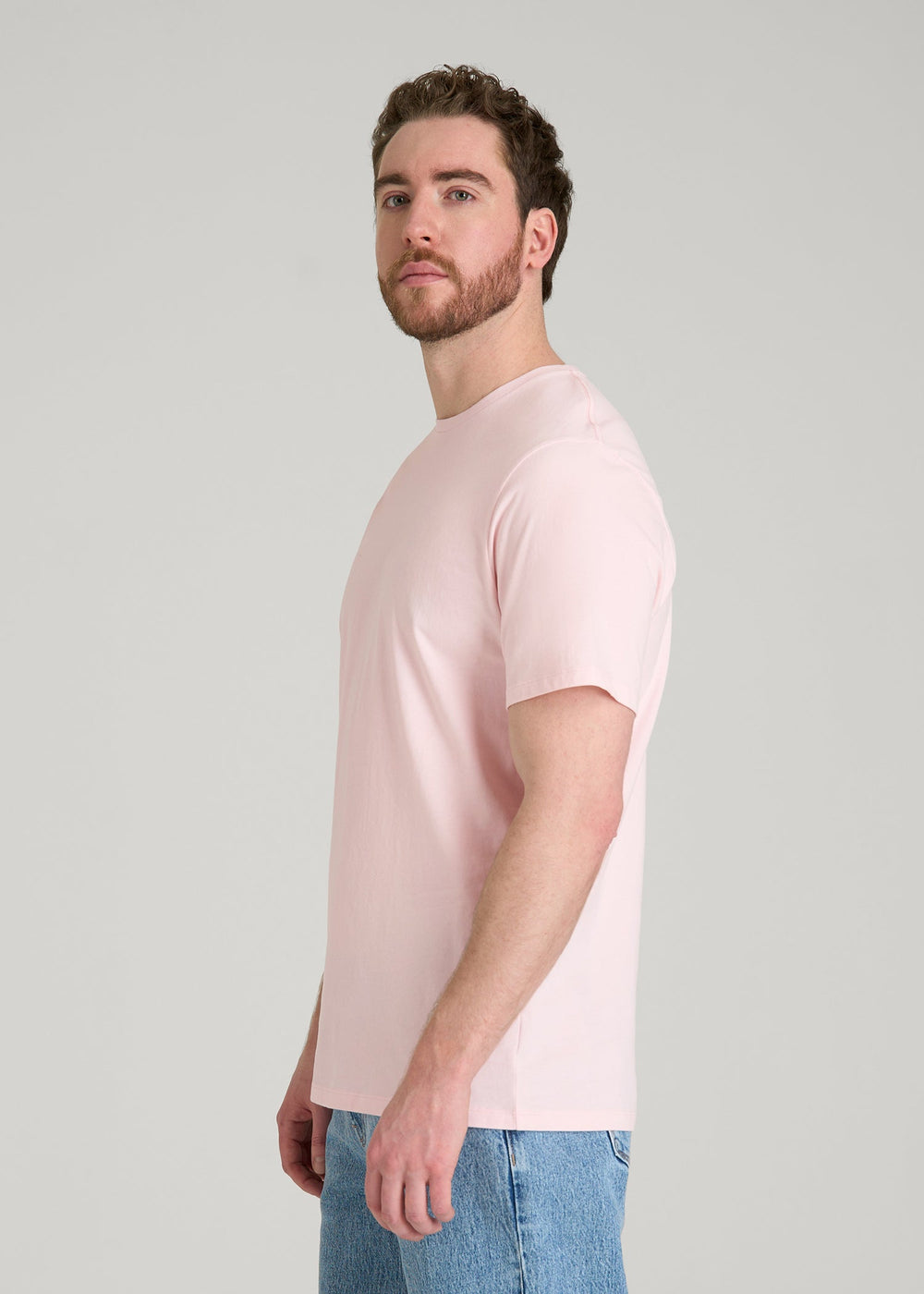 American Tall Outlet | Core Cotton Crewneck Tee for Tall Men in Barely Pink
