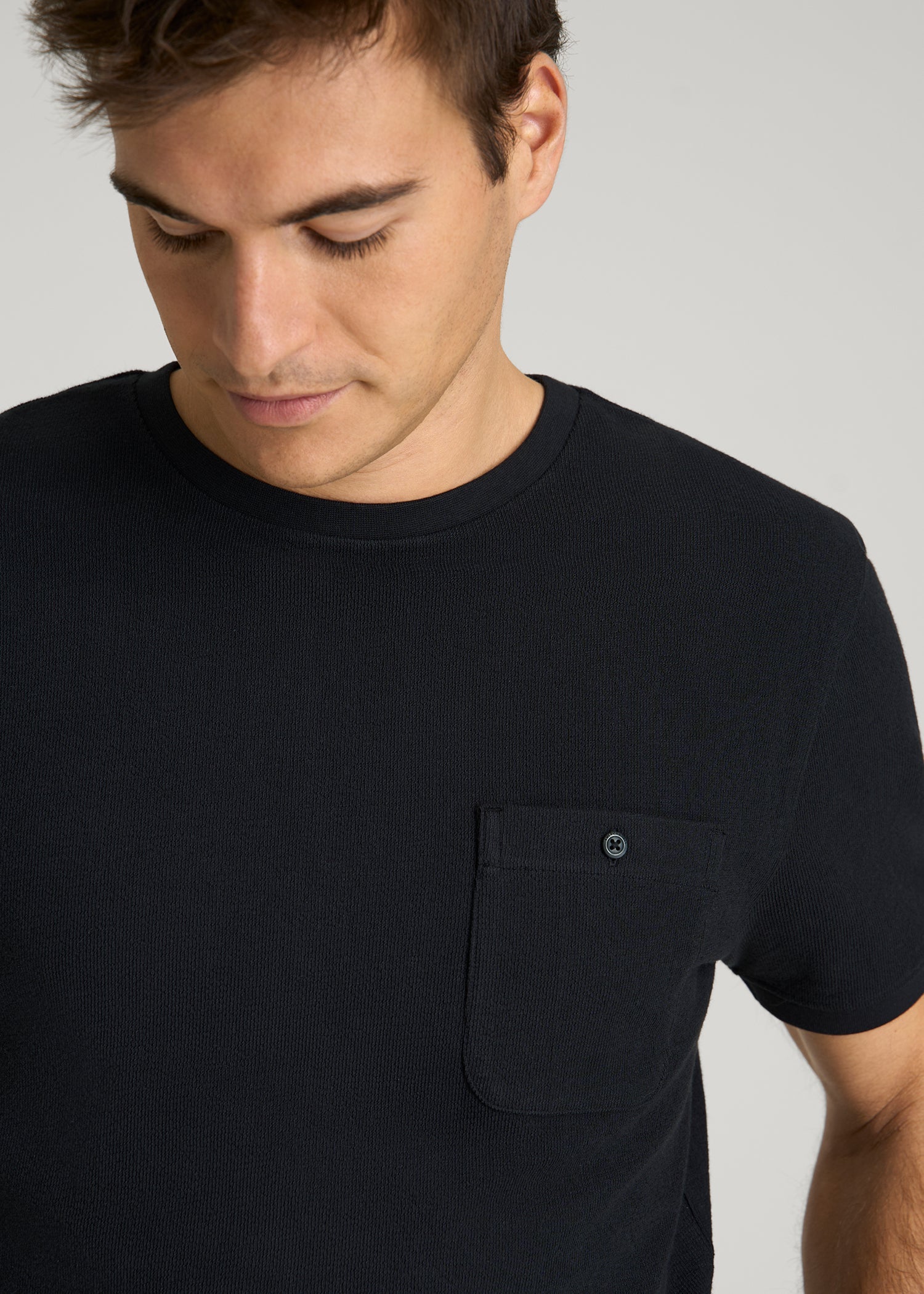 American Tall For Sale | Terry Cotton Pocket Tee for Tall Men in Black