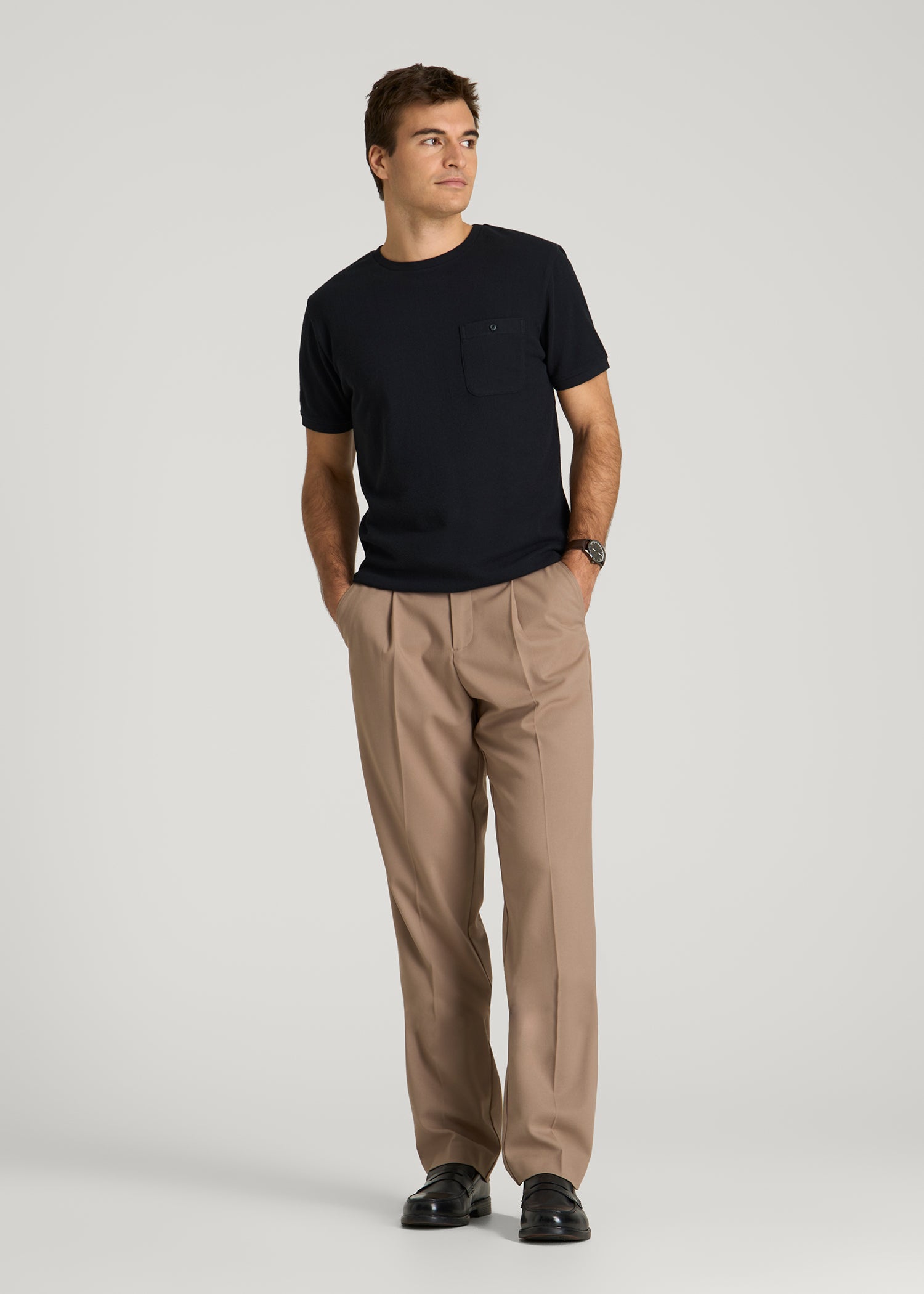American Tall For Sale | Terry Cotton Pocket Tee for Tall Men in Black