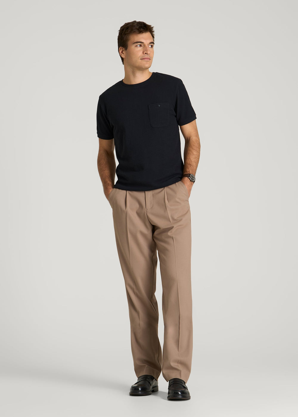 American Tall For Sale | Terry Cotton Pocket Tee for Tall Men in Black