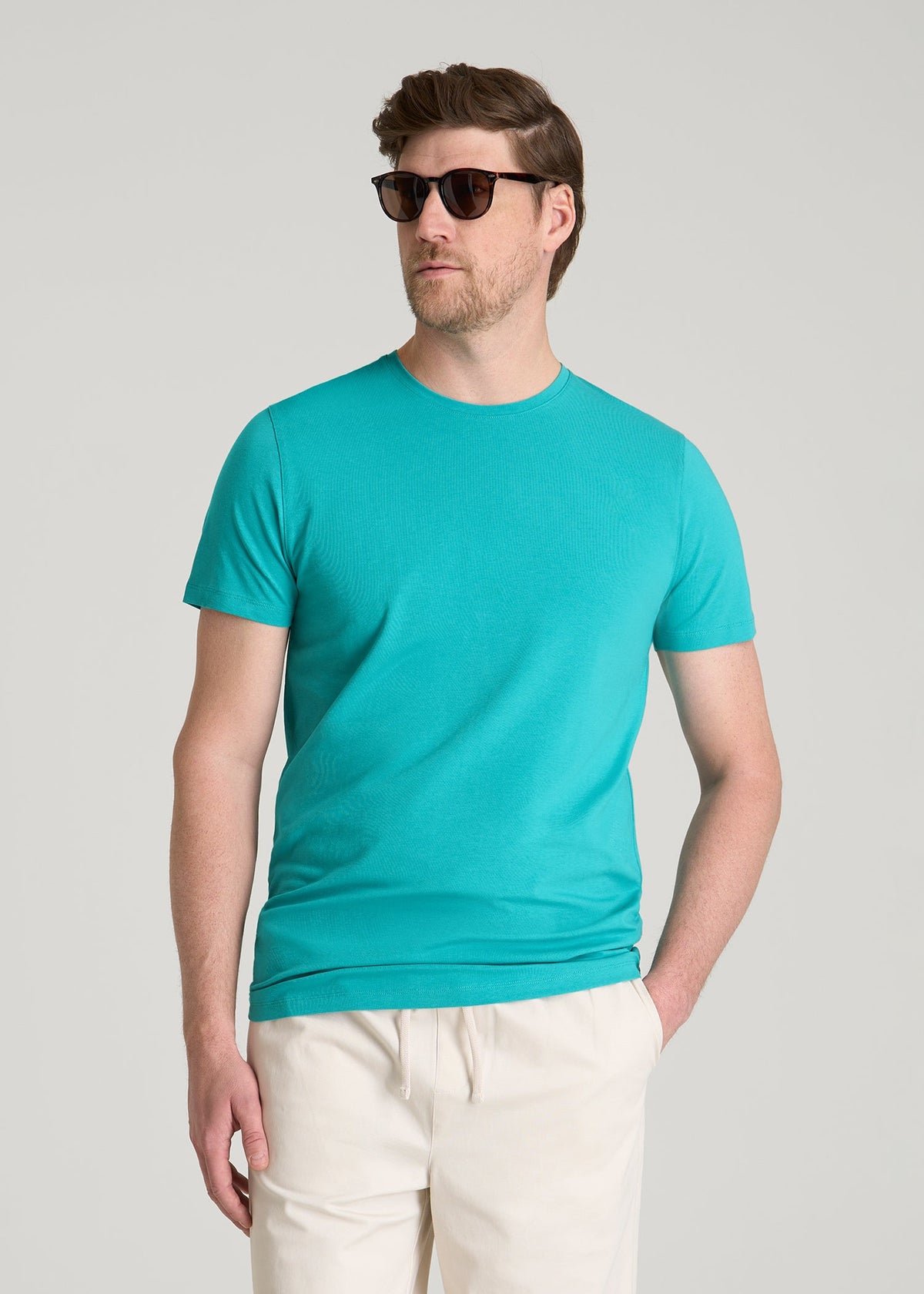 American Tall Online Shop | The Essential Modern Fit Crewneck Tee for Tall Men in Baltic Turquoise