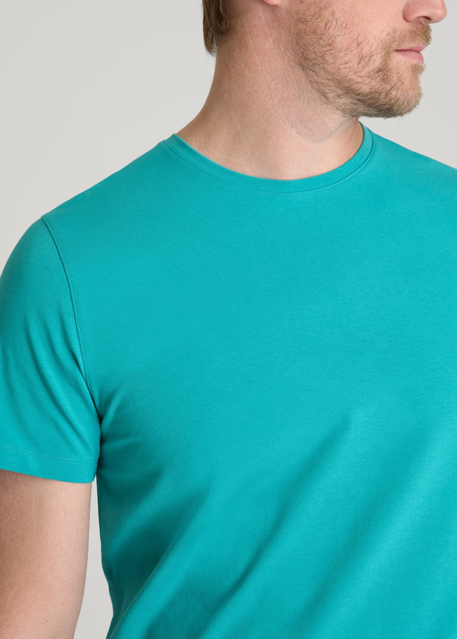 American Tall Online Shop | The Essential Modern Fit Crewneck Tee for Tall Men in Baltic Turquoise