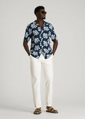 American Tall Discount | Short Sleeve Resort Shirt for Tall Men in Navy Fantasy Floral