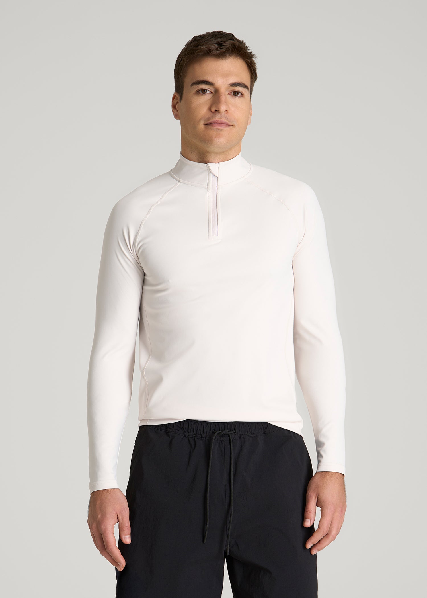 American Tall Sale | Quarter Zip Long Sleeves Rashguard for Tall Men in White Sand