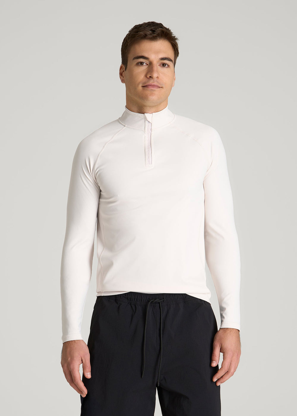 American Tall Sale | Quarter Zip Long Sleeves Rashguard for Tall Men in White Sand