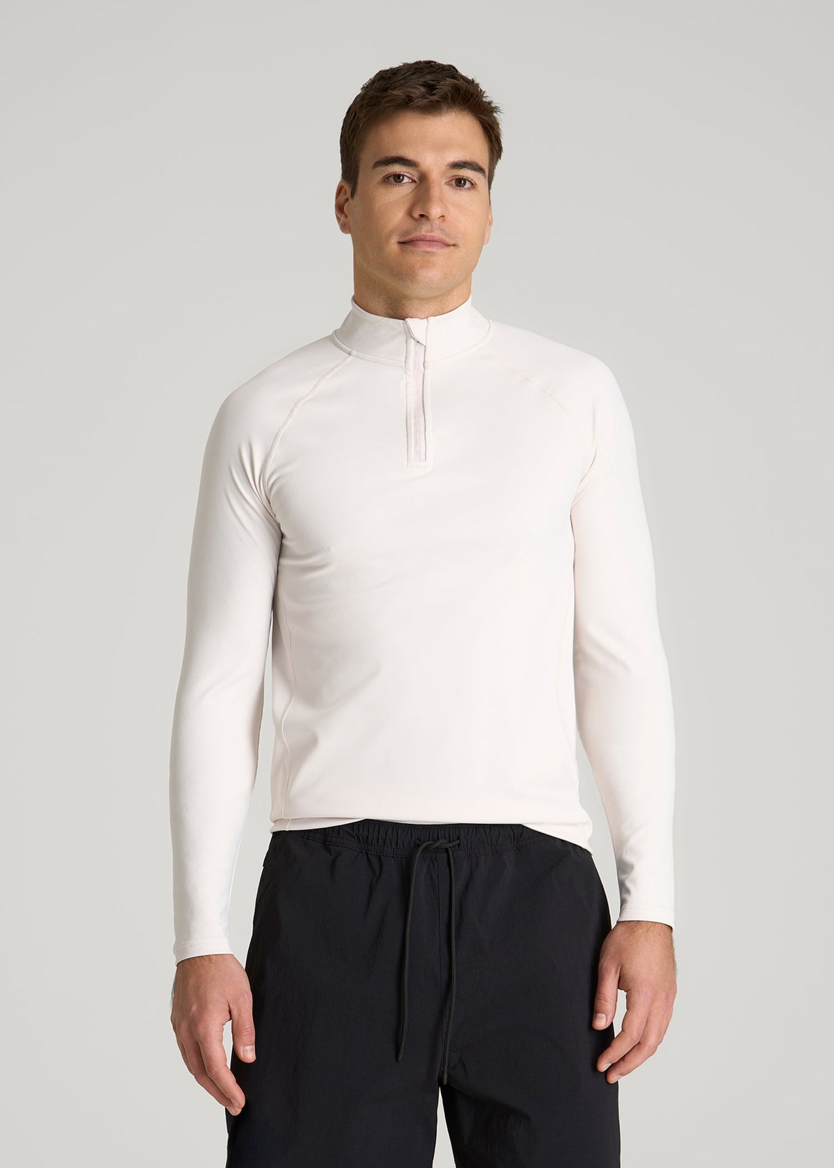American Tall Sale | Quarter Zip Long Sleeves Rashguard for Tall Men in White Sand