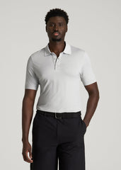 American Tall Outlet | Performance Vented Golf Polo for Tall Men in Silver Drop